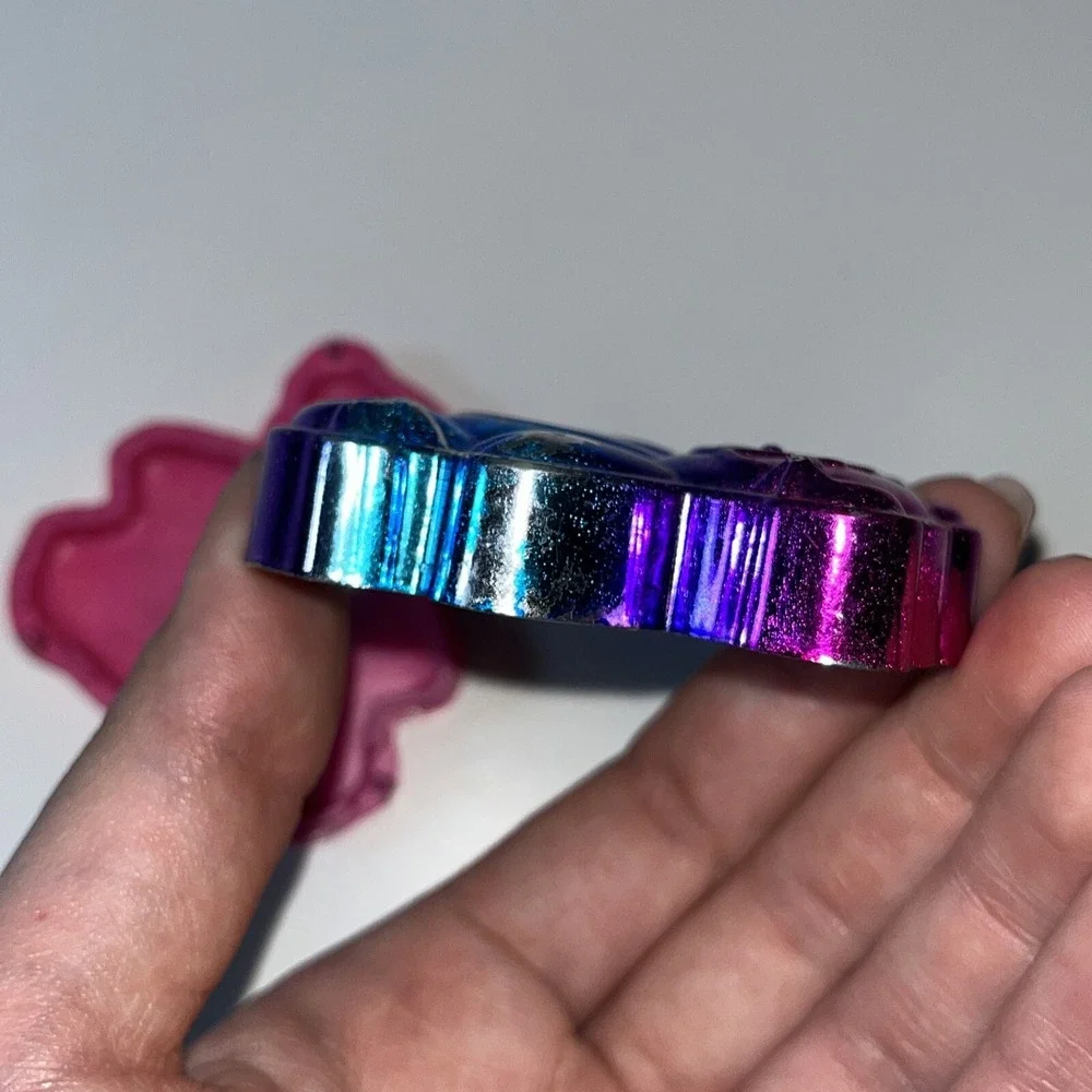 Vintage Lisa Frank Bear Pencil Sharpener Blue Purple Pink Taiwan Metallic